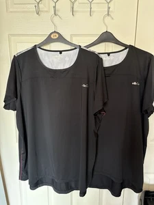 2 x Ellesse Short Sleeved Sports T Shirts Black, Pink & Marbled Panel Size 28 - Picture 1 of 7