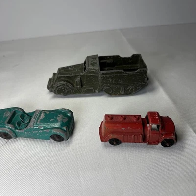 VINTAGE MIDGETOY PRESSED STEEL MILITARY HALF TRACK And Some Other Vintage Cars - Image 1 of 4