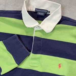 Polo de Rugby Ralph Lauren Vintage para Mujer XL Azul Verde Rosa Poni Manga Larga - Imagen 1 de 11