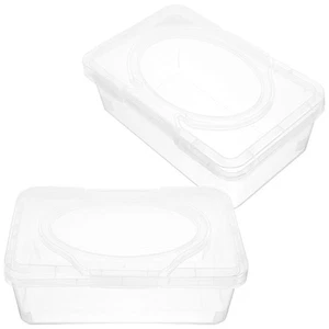 Caja dispensadora de papel a prueba de polvo para bebés 2 piezas toallitas estuche de almacenamiento de pañuelos viaje - Imagen 1 de 12