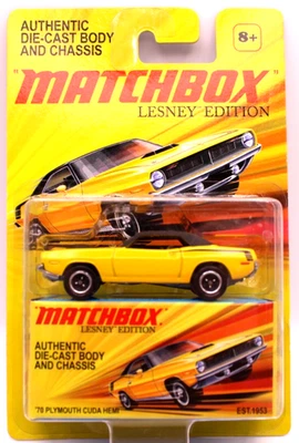 Matchbox 2011 edición Lesney All Metal 1970 Plymouth Hemi Cuda amarillo/negro Foto 1 de 4