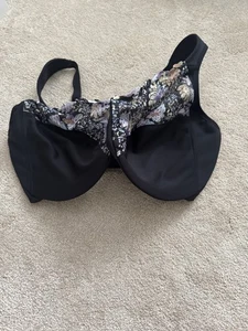 Neu Glamorise Damen-BH schwarz Blumenmuster 1245 Frontverschluss UK-Größe 40G - Bild 1 von 9