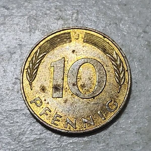 WEST GERMANY 🇩🇪 TEN (10) PFENNIG COIN 1989 J (MINTED IN HAMBURG) - Picture 1 of 2