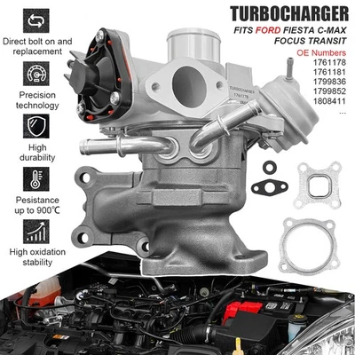 Turbocharger+Gasket for FORD C-MAX / FIESTA / FOCUS 1.0 EcoBoost 1761178 2008150 - Image 1 of 4