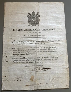 Regno Napoli 1813 Amministraz Poste corriere Galeone X Bari documento originale - Imagen 1 de 3