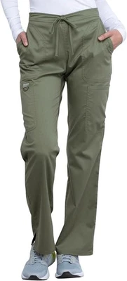 Cherokee Women Scrubs Pant Workwear Revolution Mid Rise Moderate Flare Olive  - Image 1 of 4