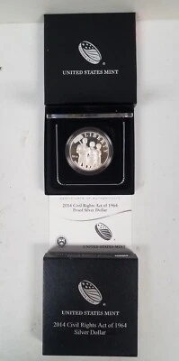 CS0114PCSCFO U.S. COMMEM $1 YEAR 2014-P CIVIL RIGHTS AG CAMEO PROOF COIN SET OGP - Image 1 of 4