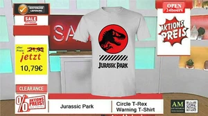 T-SHIRT WEISS - JURASSIC PARK - CIRCLE T-REX WARNING - GR. XL - GILDAN - NEU/OVP - Imagen 1 de 2