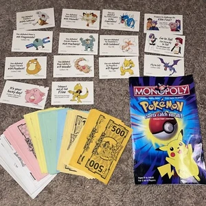 1999 Pokemon Monopoly Collectors Edition - REPLACEMENT Money/Cards/ Instructions - Picture 1 of 9