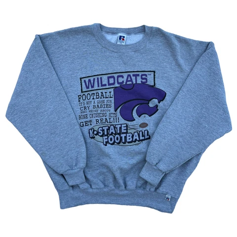 Vintage Russell Athletic Kansas State University Football Crewneck Gray Size 2XL Cover