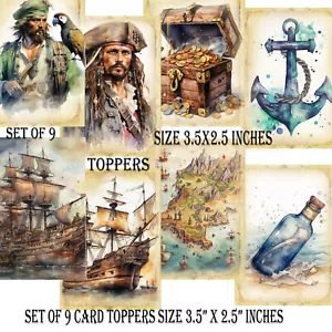 Card Toppers For card Making Pirates Ships Scrapbook Tags Card Supplies ATC - Picture 1 of 3