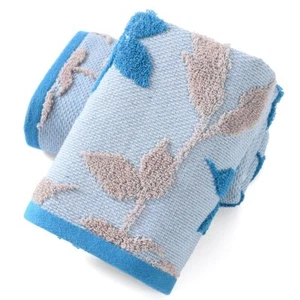 Navy Blue Hand Towel Set of 2 Super Soft 100% Cotton Highly Absorbent Embosse... - Picture 1 of 9