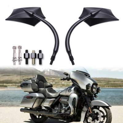 Black Motorcycle Mirrors For Harley Touring Street Glide Road King Softail XL883 - Image 1 of 4