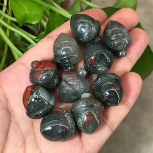 10pcs Natural African blood stone acorn quartz crystal skull Reiki healing gems - Imagen 1 de 12