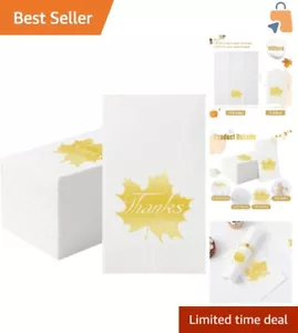 Elegant 3-Ply White & Gold Disposable Napkins - 100 Count for Holiday Events - Picture 1 of 10
