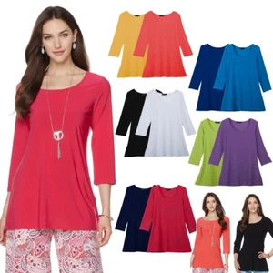 Slinky Brand 3/4-Sleeve Solid Tunic 2-Pack Set 467490-J (XS & S) - Picture 1 of 1