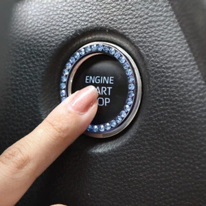 1× SUV Car Decorative Button Start Switch Blue Diamond Ring Stickers Accessories - Picture 1 of 9