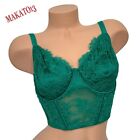 Victoria's Secret 40D Very Sexy Unlined Demi Lace Floral Long Lined Bra Green