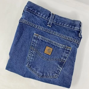 Carhartt Relaxed Fit Men's 42 Cotton Medium Wash Blue Denim Straight Leg Jeans - Picture 1 of 7