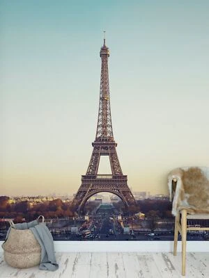 Eiffel Tower Wallpaper Mural Peel and Stick. / Paris France / European Vintage S - Image 1 of 4