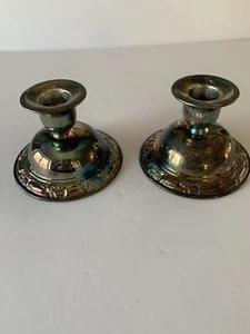 Vintage Oneida Park Lane Silverplated Console Candle Holders  2.25” Set Of Two - Picture 1 of 12