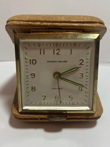 VINTAGE PHINNEY WALKER SEVEN JEWELS SEMCA GERMANY TRAVEL ALARM CLOCK WORKS Cover