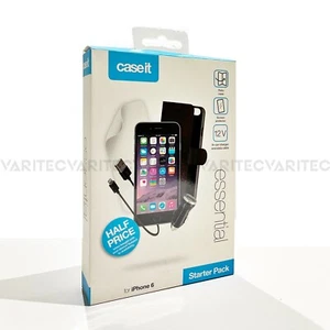 CASEIT Folio Cover Flip Case + Screen Protector + Charging Cable for iPhone 6 6S - Picture 1 of 4