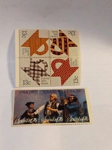 MINT NH OG TWO 13 CENT STAMP BLOCKS CV 5.25 - Picture 1 of 2