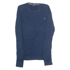 TOMMY HILFIGER Boys Jumper Blue Crew Neck Tight Knit S - Picture 1 of 6