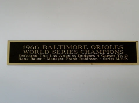 1966 Baltimore Orioles World Series Nameplate For A Baseball Bat Case 1.5 X 6 Cover