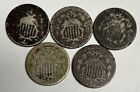 1867 1868 1869 1872 1882 Shield Nickels U.S. 5c Low Grade Set Lot