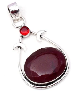 Ruby (Lab-Created) Gemstone 925 Sterling Silver Handmade Jewelry pendant - Picture 1 of 7