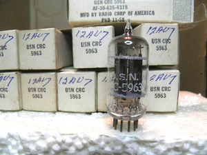 A VINTAGE JAN/USN-CRC/RCA 5963/12AU7 LONG BLACKPLATE NOS/NIB VAC TUBE YEAR 1958 - Picture 1 of 1