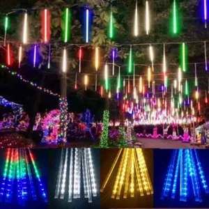 192 LED Meteor Shower Lights Fairy String Light Falling Rain Tree Garden Xmas US - Picture 1 of 16