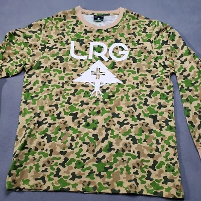 Camisa Lifted Research Group LRG Para Hombres XL Verde Camuflaje Y2K Manga Larga Cuello Redondo Foto 1 de 4