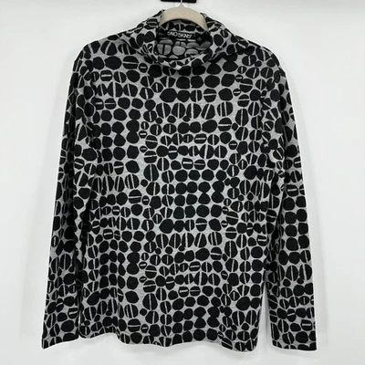 SNO SKINS Womens Gray Black Geometric Turtleneck Long Sleeve Top Size M Made USA - Image 1 of 4
