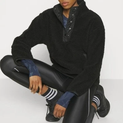 NOVO XS Athleta Cozy Sherpa Pulôver Frontal de Lã Acolchoado Preto Moletom - Imagem 1 de 4