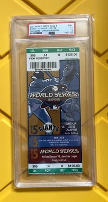 Boleto Completo Serie Mundial Juego 5 2002 PSA 5 EX, Barry Bonds, Giants Angels, ¡RARO! Foto 1 de 2