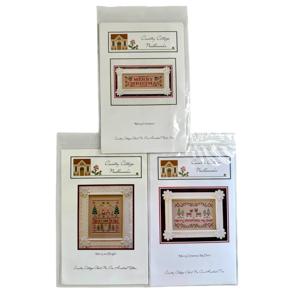 Country Cottage Needleworks Cross Stitch Christmas Charts Lot of 3 Patterns NOS - Image 1 of 4