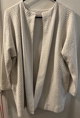 Suéter cárdigan acolchado de seda de algodón orgánico grande (estimado) Eileen Fisher Foto 1 de 4