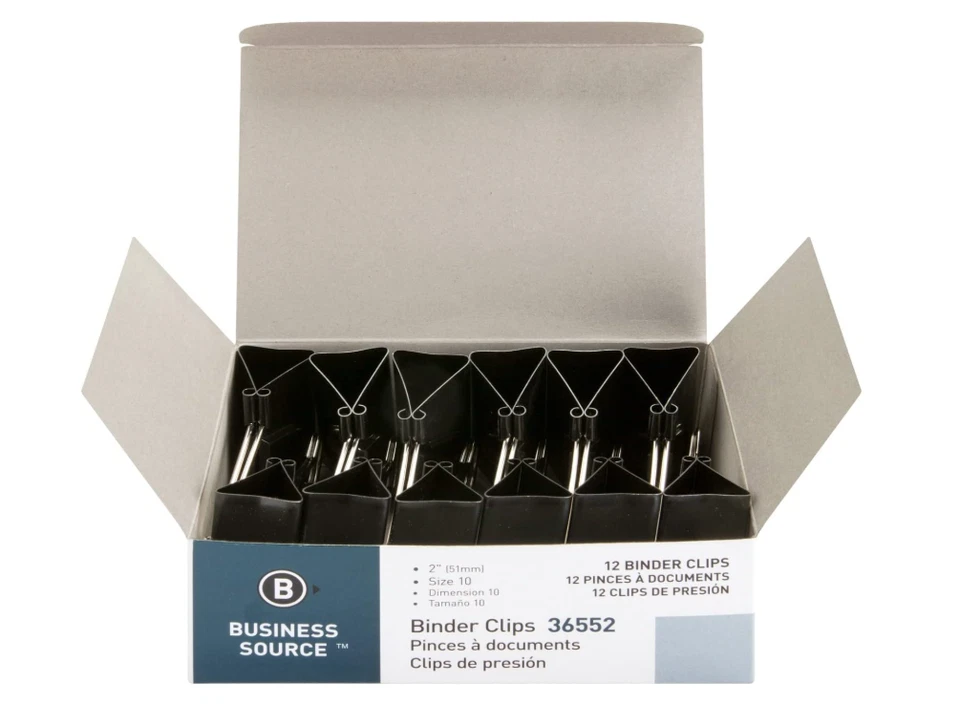 Clips de carpeta plegables Business Source, negros, grandes (36552) Foto 1 de 1