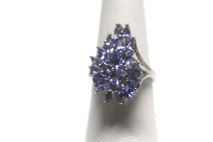 Tansanit Ring Platin über 0,925 Sterlingsilber Größe 8 Neu ohne Etikett ~ TGW 2,603 kt - Bild 1 von 9