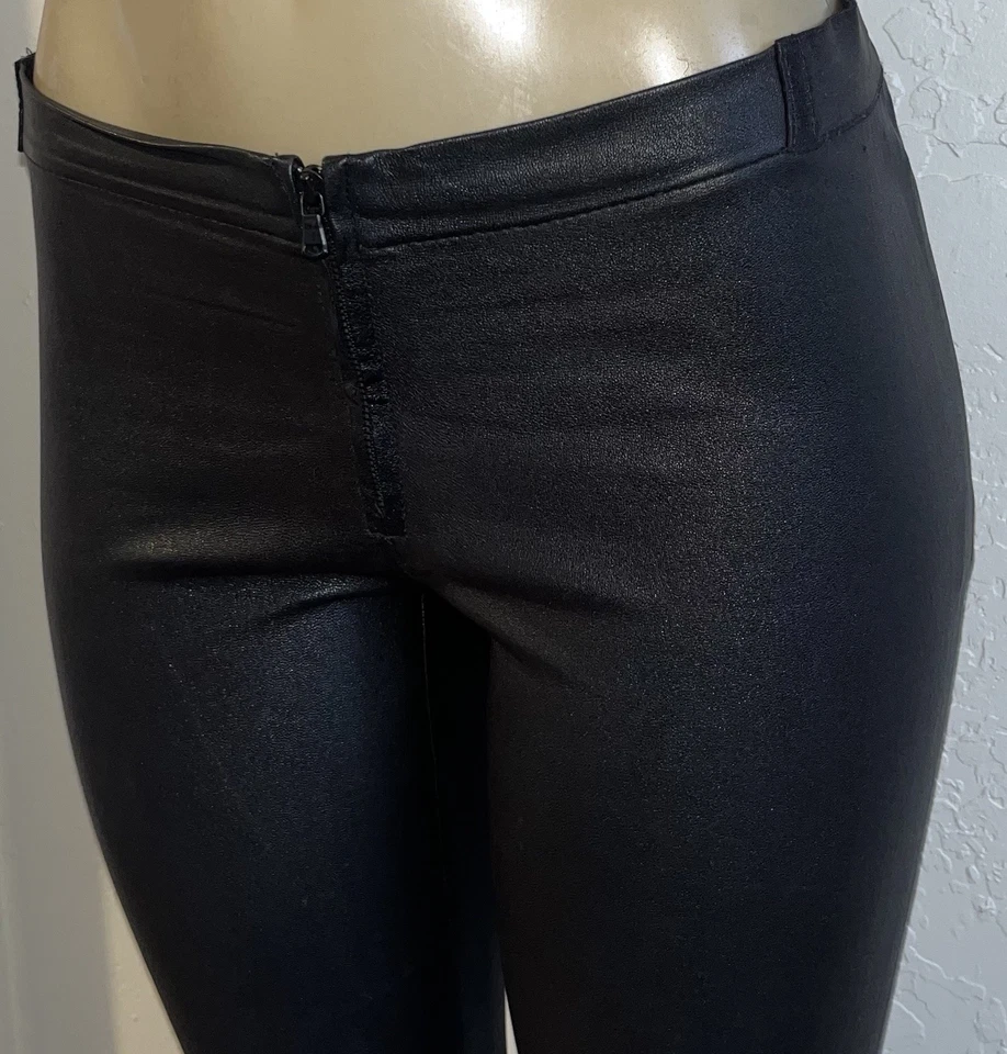 Leggings Alice + Olivia Cremallera Frontal 100% Piel de Cordero Elastizados Negros-Talla 8 Foto 1 de 4