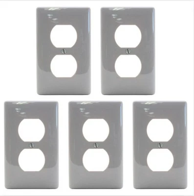 Cubierta de placa de pared estándar de nailon irrompible dúplex gris Hubbell NP8GY 5 piezas Foto 1 de 4