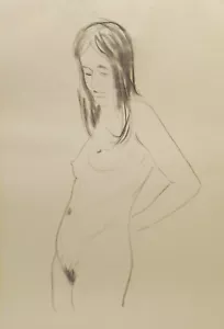 " Frau/Mädchen Studie Akt/Nude 68 "Kohle/Bleistudie. zuschr..Sepp Wurster - Bild 1 von 1