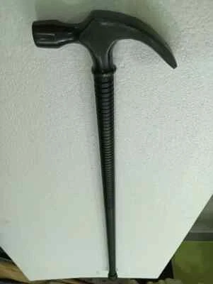 Black Steel Hammer Handle Walking Stick Cane Vintage Brass Gift for Men 37" - Image 1 of 4