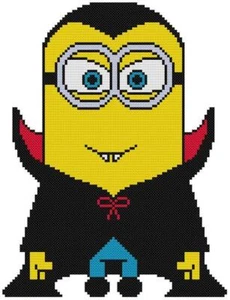 KREUZSTICH + BASTELMUSTER Despicable Me Minion Vampir Dracula Halloween Reißzähne - Bild 1 von 16