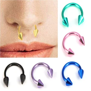 1X Horseshoe Nose Septum Rings Cartilage Helix Tragus Earring Hoop Lip Piercing - Picture 1 of 20