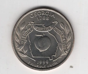 1999 D GEORGIA STATE QUARTER ROLL OF 40 U.S .25¢ COINS UNITED STATES OF AMERICA - Picture 1 of 3