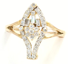 + Vintage 6gm 14k Yellow Gold 24 Genuine VS Diamond Steampunk Ladies Ring Size 7